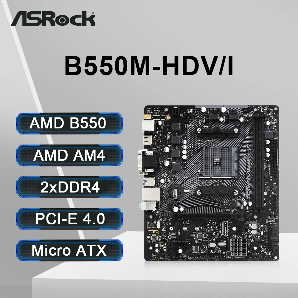 ASRock B550M-HDV I 마더보드 지지대 Ryzen 5 5600 5600G R7 5700X3D CPU AM4 소켓 DDR4 4733MHz 128GB PCI-E 4.0 NVME M.2 후기